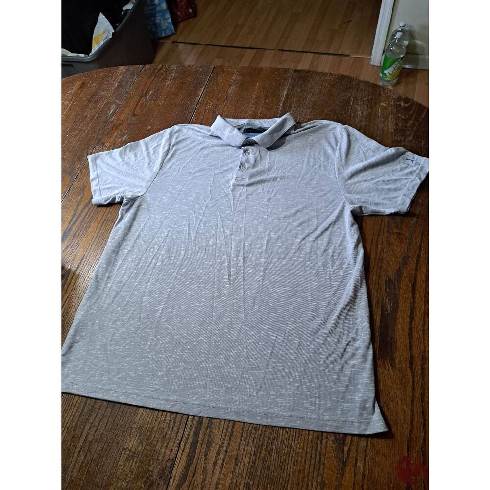 XXL PGA Tour Grey White 3 Button Short Sleeve Polo Shirt Golf Casual Athleisure